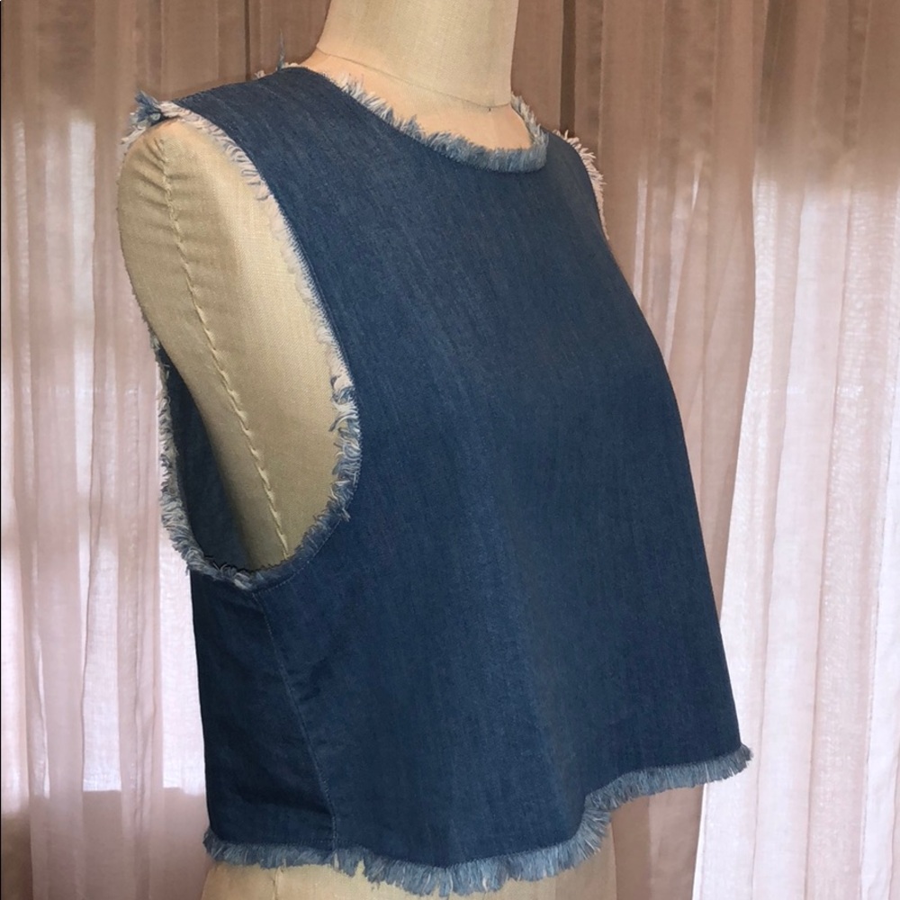 Asos Waven Blue Tini Denim Crop Top - Picture 8 of 8